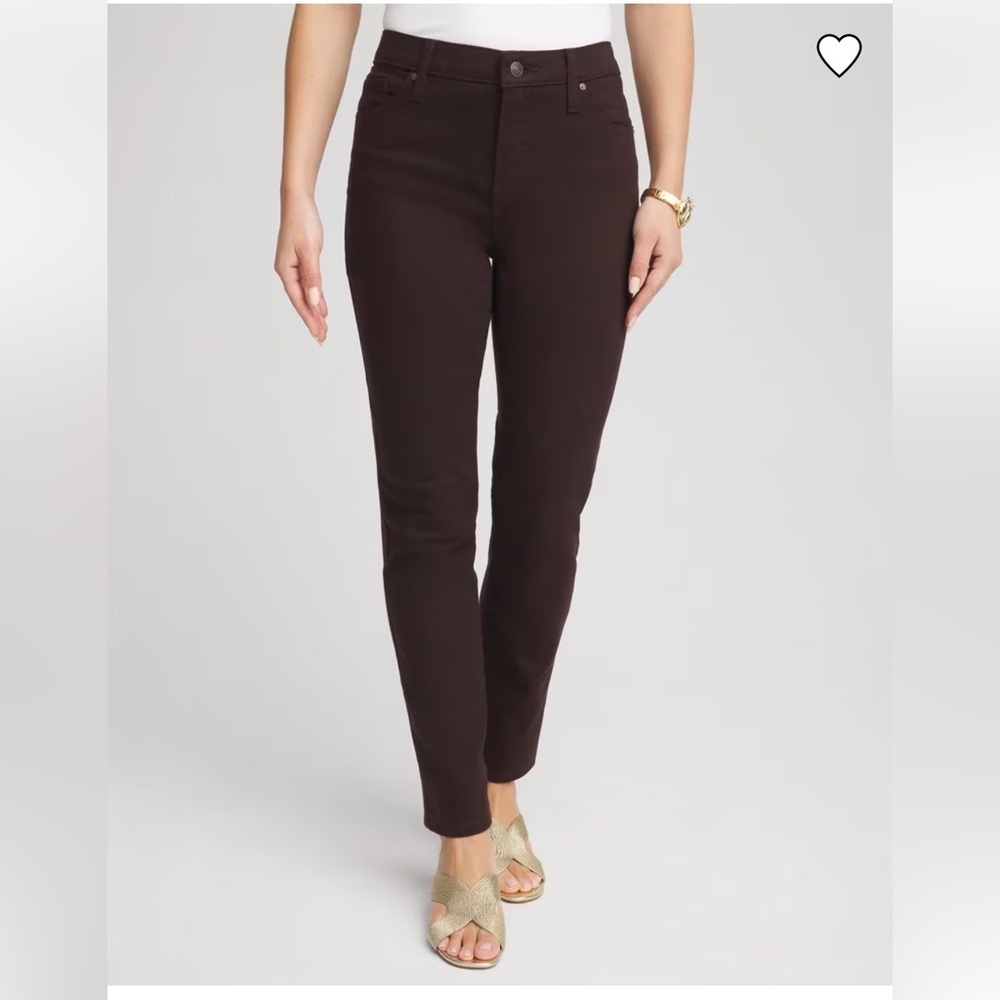 Chico’s So Slimming Girlfriend Slim Ankle Jeans  Dark BrownStretch Casual E-12